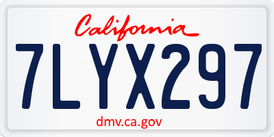 CA license plate 7LYX297