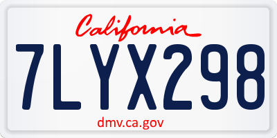 CA license plate 7LYX298