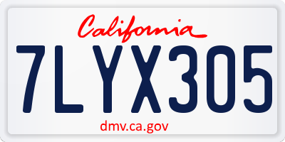CA license plate 7LYX305