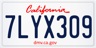 CA license plate 7LYX309
