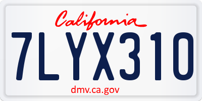 CA license plate 7LYX310