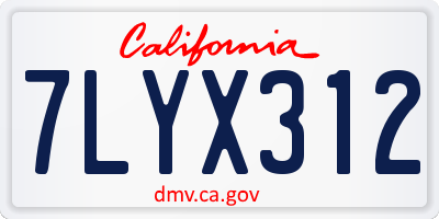 CA license plate 7LYX312