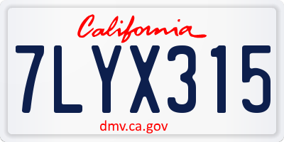 CA license plate 7LYX315