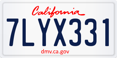 CA license plate 7LYX331