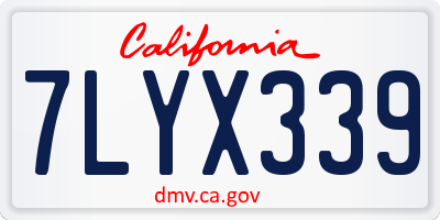 CA license plate 7LYX339