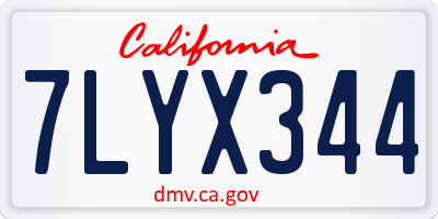 CA license plate 7LYX344
