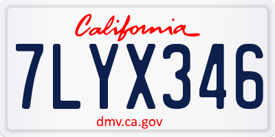 CA license plate 7LYX346