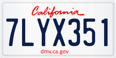 CA license plate 7LYX351