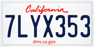 CA license plate 7LYX353