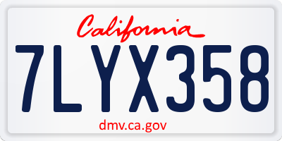 CA license plate 7LYX358