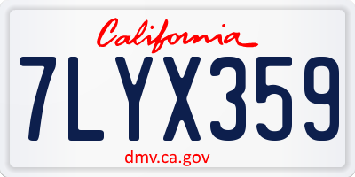 CA license plate 7LYX359
