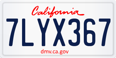 CA license plate 7LYX367