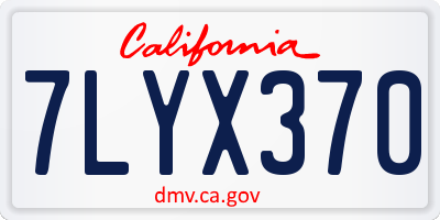 CA license plate 7LYX370