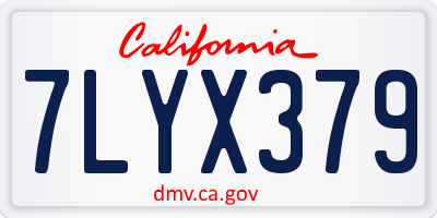 CA license plate 7LYX379
