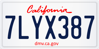 CA license plate 7LYX387