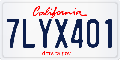 CA license plate 7LYX401