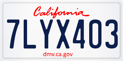 CA license plate 7LYX403