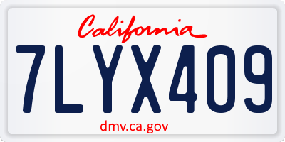 CA license plate 7LYX409