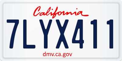 CA license plate 7LYX411