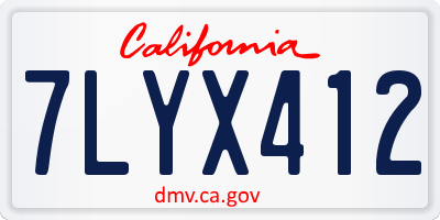 CA license plate 7LYX412