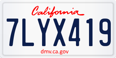 CA license plate 7LYX419