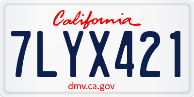 CA license plate 7LYX421