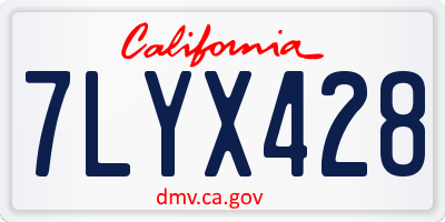 CA license plate 7LYX428