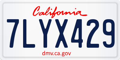 CA license plate 7LYX429
