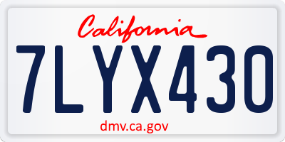 CA license plate 7LYX430