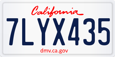 CA license plate 7LYX435