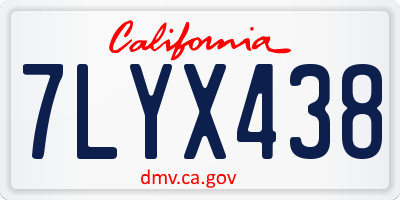 CA license plate 7LYX438