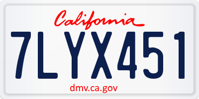 CA license plate 7LYX451