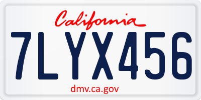 CA license plate 7LYX456
