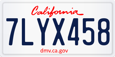 CA license plate 7LYX458
