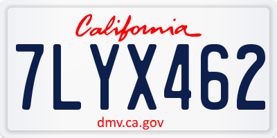 CA license plate 7LYX462