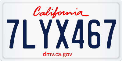 CA license plate 7LYX467