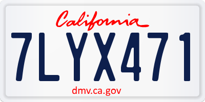 CA license plate 7LYX471