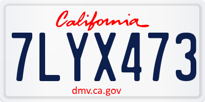 CA license plate 7LYX473