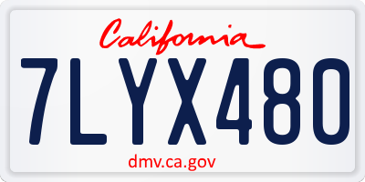 CA license plate 7LYX480