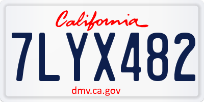 CA license plate 7LYX482