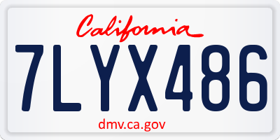CA license plate 7LYX486