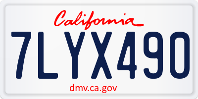 CA license plate 7LYX490