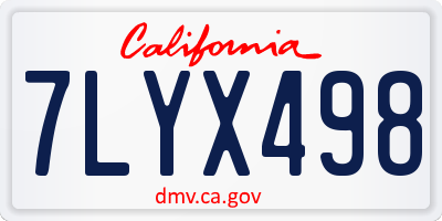 CA license plate 7LYX498