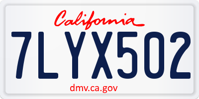 CA license plate 7LYX502