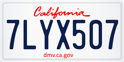 CA license plate 7LYX507