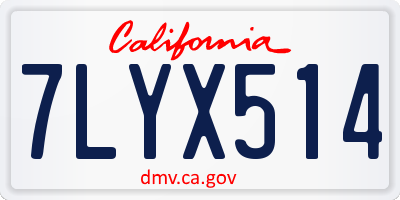 CA license plate 7LYX514