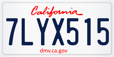 CA license plate 7LYX515
