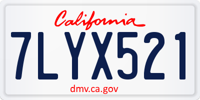 CA license plate 7LYX521
