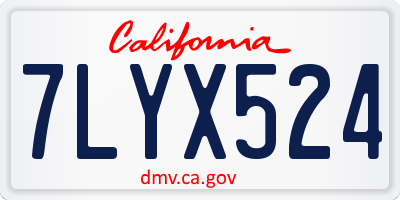 CA license plate 7LYX524