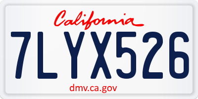 CA license plate 7LYX526